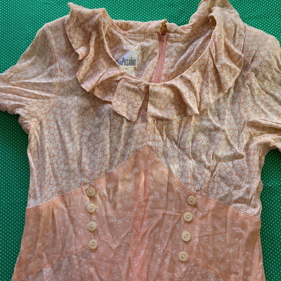 Peach Ruffled Button-Down Dress - Picture 7 of 9